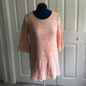 H&M Divided Lace Crochet Dress Peach